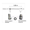 Ver imagem 3 de Flexível ducha higiênica longo Cromado 1,80 m Deca - 4260020 luxo cromado longo 1,8mts