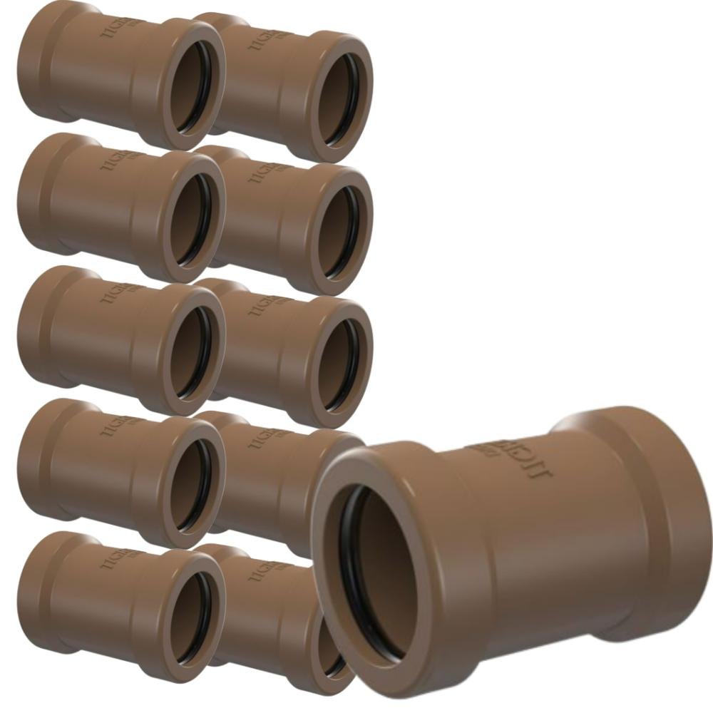Kit com 10 Luva de Correr Pvc Marrom com Aneis para Canos Tubos Água Fria de 1” Polegadas 32mm - 1