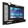 Painel Tv Quarto 170 cm Com Prateleira e Nichos Preto e Branco Roma Cambel - 2