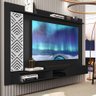 Painel Tv Quarto 170 cm Com Prateleira e Nichos Preto e Branco Roma Cambel - 1