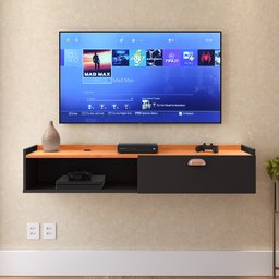Rack Suspenso Home Classic Pequeno Sala Estar Quarto Tv 32 42 50" 1 Porta Puxador Concha - Lojas Rpm - 2