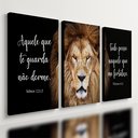Ver imagem 1 de Kit 3 Quadro Decorativo Leão de Judá Cristã Gospel Sala 28x20cm