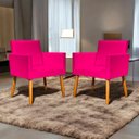 Ver imagem 2 de Kit 4 Poltronas Decorativa para Sala Recepção Consultório Nina Corino Cores Pé Palito 30 Cm Castanho