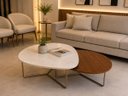 Ver imagem 1 de Kit 2 Mesa de Centro Orgânica Base Metal Dourado Luxo Branco Marmorizado/ Amadeirado