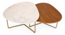 Ver imagem 7 de Kit 2 Mesa de Centro Orgânica Base Metal Dourado Luxo Branco Marmorizado/ Amadeirado