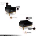 Ver imagem 3 de Conjunto 2 Poltronas e 1 Namoradeira Decorativa Isabella Pés Fixo em Madeira Castanho Pu Preto Brilh