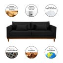 Ver imagem 4 de Sofá Living Estofado Veludo Sala - Preto