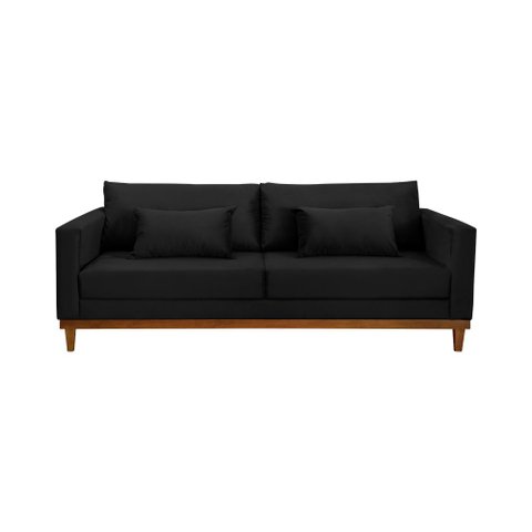 Sofá Living Estofado Veludo Sala - Preto