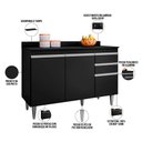 Ver imagem 5 de Balcão Gabinete para Cozinha com Tampo 120cm Maya M05 Preto - Inoviza