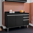 Ver imagem 2 de Balcão Gabinete para Cozinha com Tampo 120cm Maya M05 Preto - Inoviza