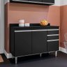 Balcão Gabinete para Cozinha com Tampo 120cm Maya M05 Preto - Inoviza - 2