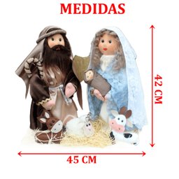 Presépio Sagrada Família Base de Chão e Mesa Artesanal 42cm - 5