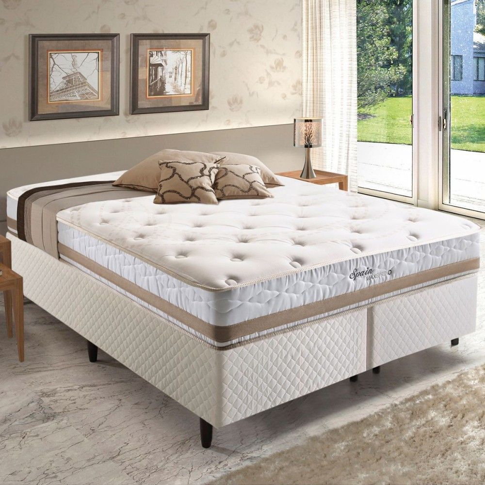 Colchão Queen Size Meca Spain Masxpring D70 com Mola 158x198 Bege