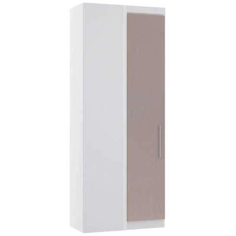 Guarda Roupa Canto Reto 90cm com 1 Porta Taiga Branco/cinnamon L01 - Mpozenato