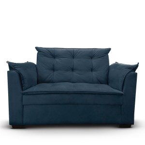 Sofá 2 Lugares para Sala Moderno Confortável Elegance Suede:azul Marinho