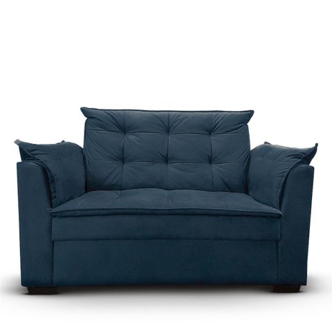 Sofá 2 Lugares para Sala Moderno Confortável Elegance Suede:azul Marinho