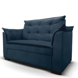 Sofá 2 Lugares para Sala Moderno Confortável Elegance Suede:azul Marinho - 3