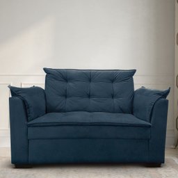 Sofá 2 Lugares para Sala Moderno Confortável Elegance Suede:azul Marinho - 2