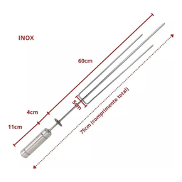 Espeto Giratório 60cm Inox Tridente - Churrasqueira - 3