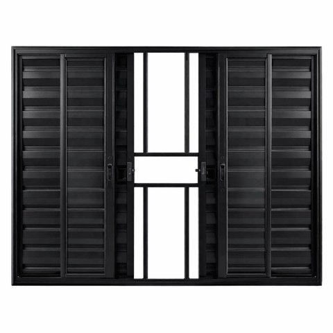 Janela de Correr Alumínio Preto 06F Veneziana c/Grade Classic - 120x120
