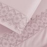 Conjunto de Lencol Casal King Size London Bordado Inglês 200 Fios 04 Pçs:rosa - 3