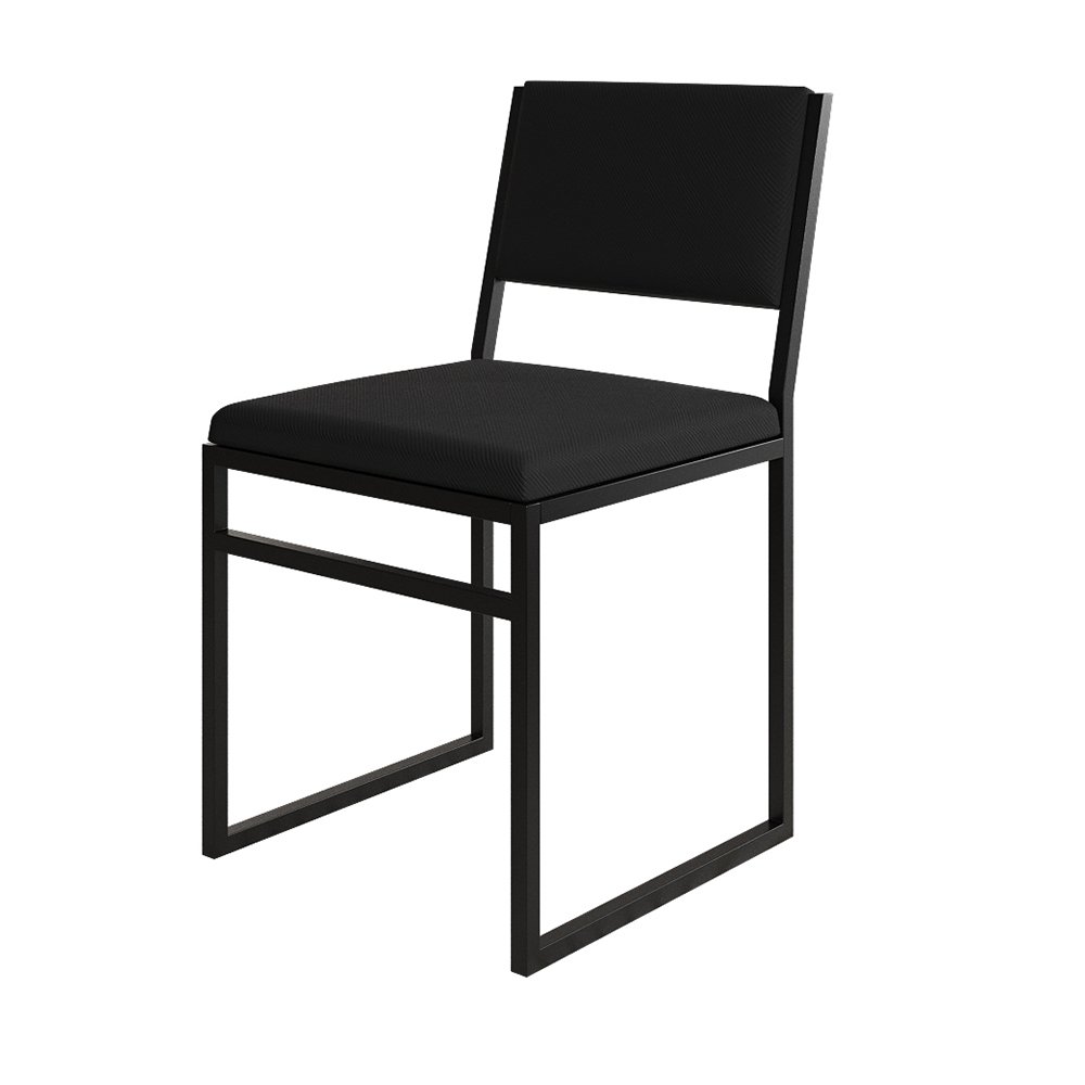 Kit 2 Cadeiras de Jantar Industrial Assento Estofado Veludo Preto Isa - 3