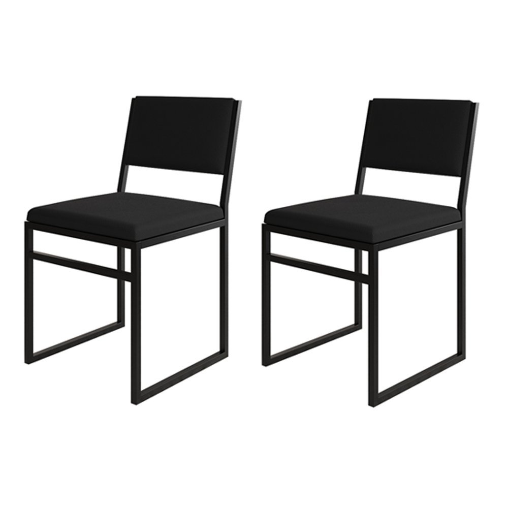 Kit 2 Cadeiras de Jantar Industrial Assento Estofado Veludo Preto Isa