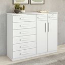 Ver imagem 1 de Cômoda para Quarto 8 Gavetas 2 Portas com Chave Estilo Clássico Toronto 142cm Branco