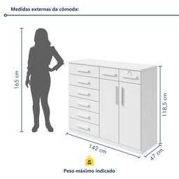 Cômoda 8 Gavetas 2 Portas Toronto Lopas - 9