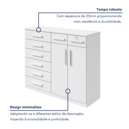Cômoda 8 Gavetas 2 Portas Toronto Lopas - 5
