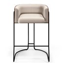 Ver imagem 3 de Banqueta Decorativa Fixa Base Aço Preto Betina D02 Linho Bege C-107 Corano Marrom B-38 - Lyam