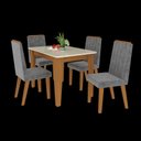 Ver imagem 2 de Conjunto de Sala de Jantar 4 Cadeiras Roma Cinza/Freijo Off White/Tec Titanio