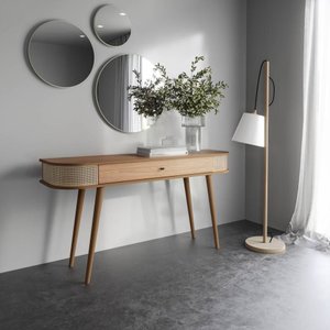 Aparador Curvo Tela Sintética 140 Cm C/1 Gaveta -freijó