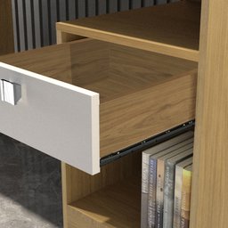 Escrivaninha com 1 Gaveta Cinamomo/Off White Giga Valde Moveis - 3