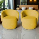 Ver mais imagens de Kit 2 Poltronas Decorativa Beatriz Orgânica Couro Amarelo