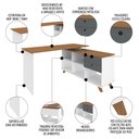 Ver imagem 3 de Mesa Escrivaninha em L 2 Gavetas e Nichos Golden A06 - Mpozenato