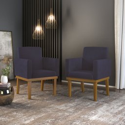 KIT 02 Cadeiras Com Base Mesa De Estudos Poltrona Decorativa Cor:Cinza - 1 KIT 02 Cadeiras Com Base Mesa De Estudos Poltrona Decorativa Cor:Cinza - 1