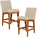 Ver imagem 2 de Kit 02 Banquetas Baixa para Cozinha Bancada Bar Sala Jantar Fixa Mila L02 Linho Bege - Lyam Decor