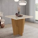 Ver imagem 6 de Conjunto Sala Jantar Mesa Vértice 90cm Canto Reto com Vidro 4 Cadeiras Milla Marrom/Nature/Off White/Amêndoa