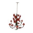 Ver imagem 3 de Lustre Rústico Artesanal Sala de Jantar Moderna com Flores 06 Lâmpadas - Vermelho
