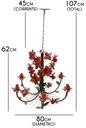 Ver imagem 2 de Lustre Rústico Artesanal Sala de Jantar Moderna com Flores 06 Lâmpadas - Vermelho