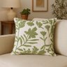 Capa de Almofada Tecido Garden Luxo Folhagens Creme e Verde 42x42cm - Jolitex - 1