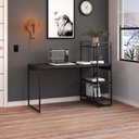 Ver imagem 1 de Mesa C-estante Alta 135x64x115cm C-03 Prateleiras Preto Ônix - Est.preta Preto Ônix - Est.preta