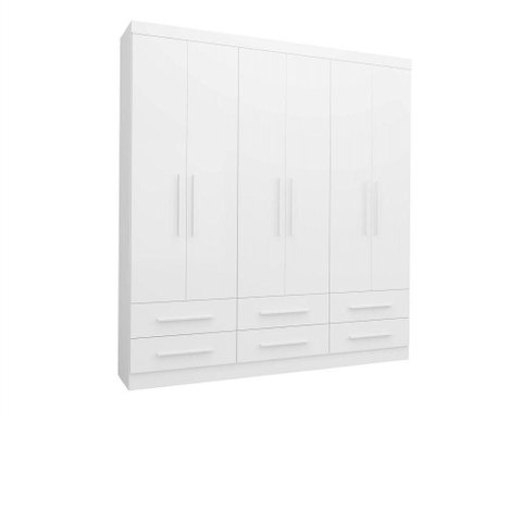 Guarda Roupa de Casal Majestic 6 Portas 6 Gavetas Branco Branco