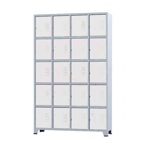 Armário Roupeiro De Aço Para Vestiário 20 Portas Locker Branco