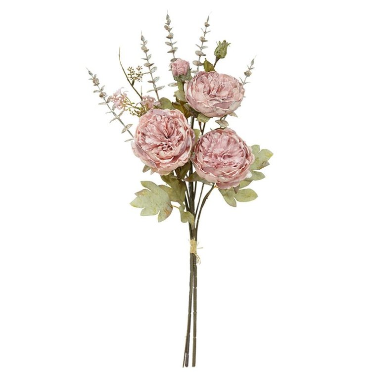 Buque Peonia Ramalhete C/fita Rosa Outono 60cm Buque Peonia Ramalhete C/fita Rosa Outono 60cm