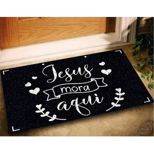 Tapete Capacho Jesus Mora Aqui 60x40 Fé Casa Entrada Lar