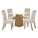 Ver imagem 2 de Mesa de Jantar 4 Lugares Carina Nature/off White/linho - Pnr Móveis