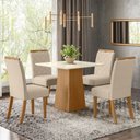 Ver imagem 1 de Mesa de Jantar 4 Lugares Carina Nature/off White/linho - Pnr Móveis