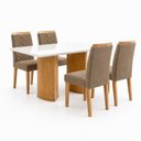 Ver imagem 2 de Conjunto Sala de Jantar 4 Lugares Retangular Tampo Vidro MDF 120x80cm Mesa Isla e Cadeiras Carol